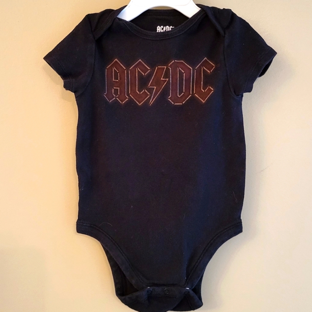 AC/DC black short sleeved onesie/bodysuit